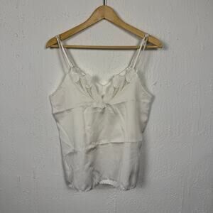 Vintage 80s White Satin Lace Camisole Tank Top Small Bustier